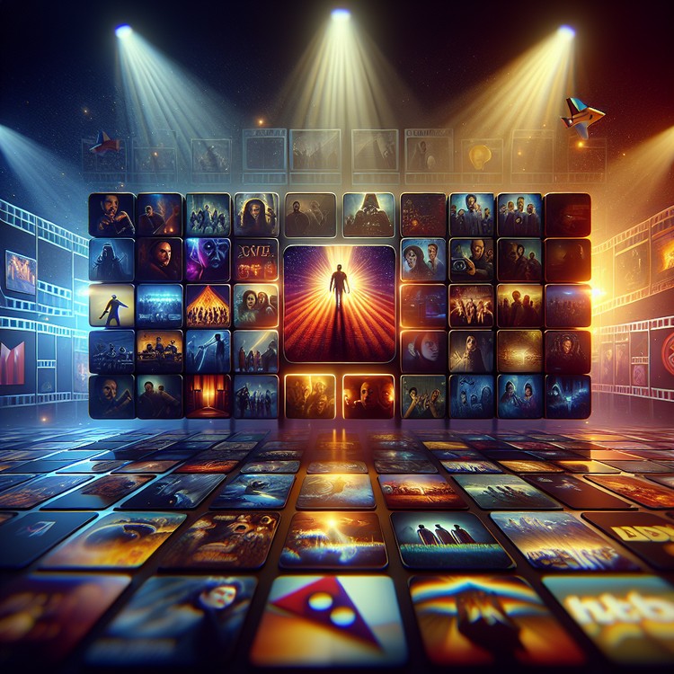 A streaming interface with various movie and show thumbnails