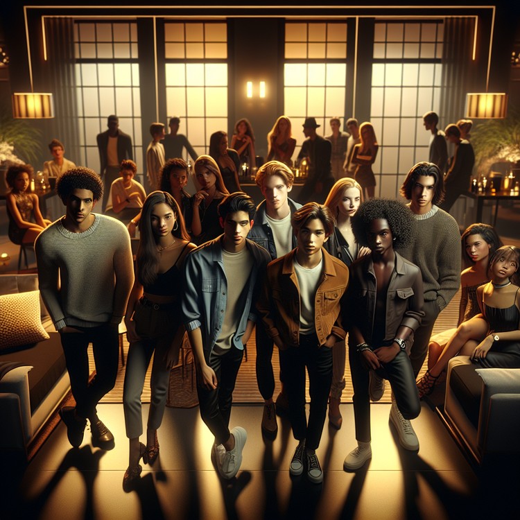 A group of teenagers looking mischievous at a party